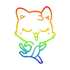 rainbow gradient line drawing cartoon cat
