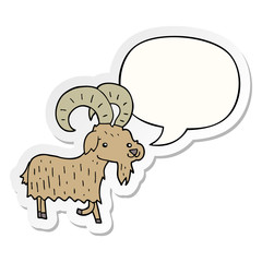 cartoon goat and speech bubble sticker