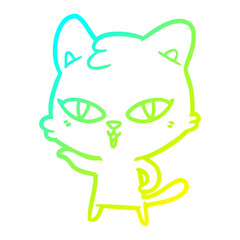 cold gradient line drawing cartoon cat
