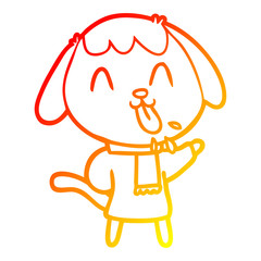 warm gradient line drawing cute cartoon dog