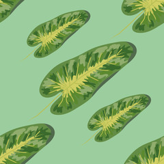 Tropical plants seamless pattern, tropical foliage, pastel vintage theme