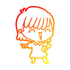 warm gradient line drawing cartoon woman