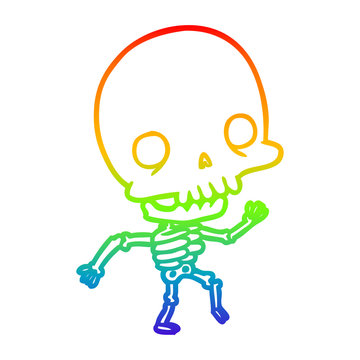 rainbow gradient line drawing cute dancing skeleton