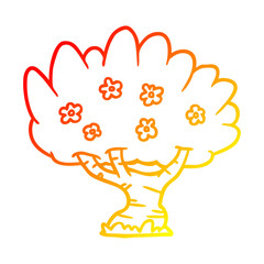 warm gradient line drawing Cartoon tree