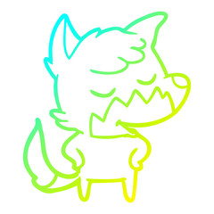 cold gradient line drawing friendly cartoon fox