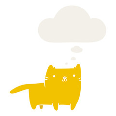cartoon cat and thought bubble in retro style