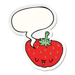 cartoon strawberry and speech bubble sticker