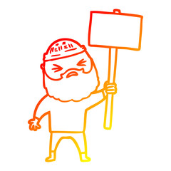 warm gradient line drawing cartoon man with beard