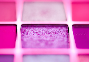 Colorful eyes shadow palette close up. Make-up product.