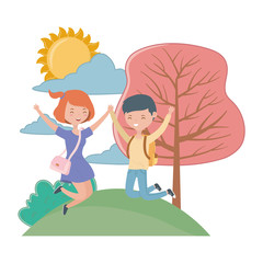 Teenager boy and girl cartoons design