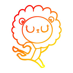warm gradient line drawing cartoon running lion