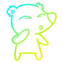 cold gradient line drawing cartoon whistling bear