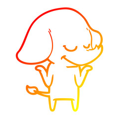 warm gradient line drawing cartoon smiling elephant