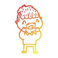 warm gradient line drawing cartoon happy boy laughing
