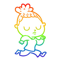 rainbow gradient line drawing cartoon calm woman