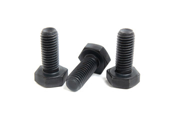 black steel bolt on white background