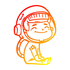 warm gradient line drawing happy cartoon astronaut