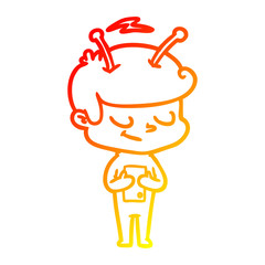 warm gradient line drawing friendly cartoon spaceman