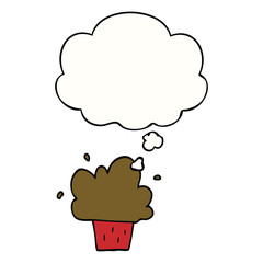 cartoon cupcake and thought bubble