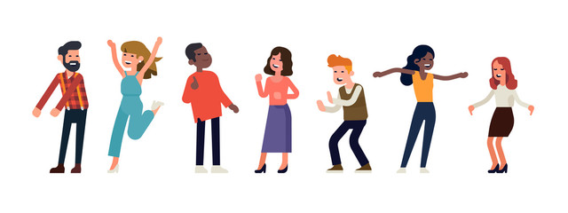 Positive emotions and dancing people concept