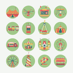 Amusement park round icons