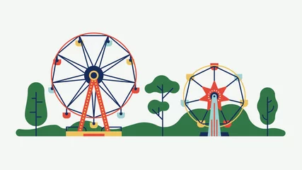 Deurstickers Amusement park ferris wheels © Mascha Tace