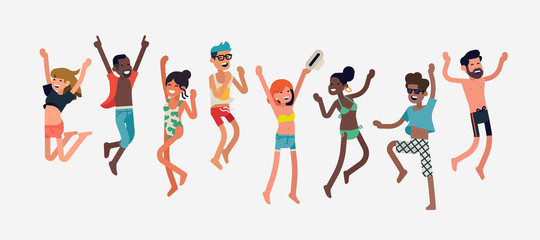 People celebrating summer