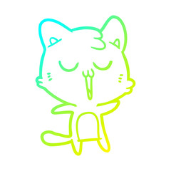 cold gradient line drawing cartoon cat singing