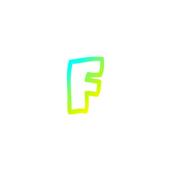 cold gradient line drawing cartoon letter f