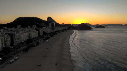 Sunrise over Copacabana beach in Rio de Janeiro