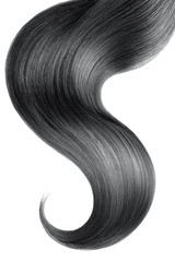 Black hair isolated on white background. Long ponytail.