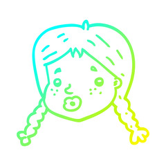 cold gradient line drawing cartoon girls face