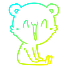 cold gradient line drawing happy bear cartoon