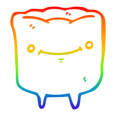 rainbow gradient line drawing cartoon happy tooth