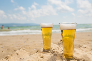 Glasses of cold beer