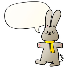cartoon rabbit and speech bubble in smooth gradient style