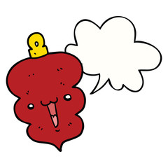 cartoon christmas decoration bauble and speech bubble