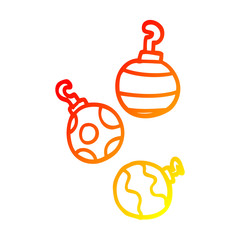 warm gradient line drawing cartoon xmas baubles