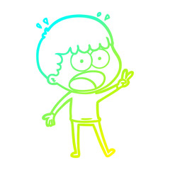 cold gradient line drawing cartoon shocked man