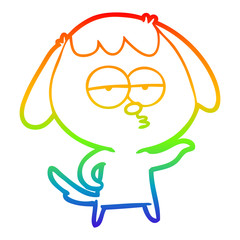 Fototapeta premium rainbow gradient line drawing cartoon bored dog