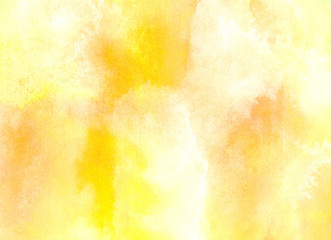 Smeared ink effect bright orange and yellow color shades watercolor background. Vivid aquarelle...