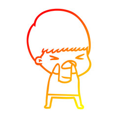 warm gradient line drawing cartoon stressed man