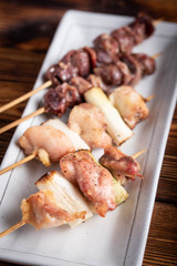 japanese yakitori, gizzard and negima