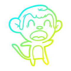 cold gradient line drawing shouting cartoon monkey