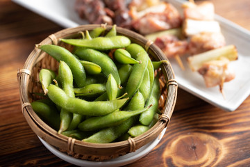 boiled edamame, japanese izakaya style
