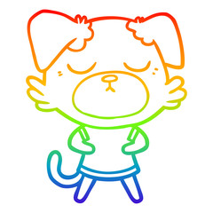 rainbow gradient line drawing cute cartoon dog