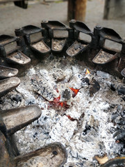 Close-up photo of the fireplace... or what's left of it