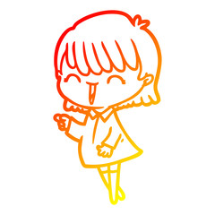 warm gradient line drawing cartoon woman