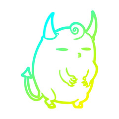 cold gradient line drawing fat little halloween devil
