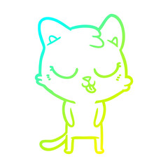 cold gradient line drawing cartoon cat